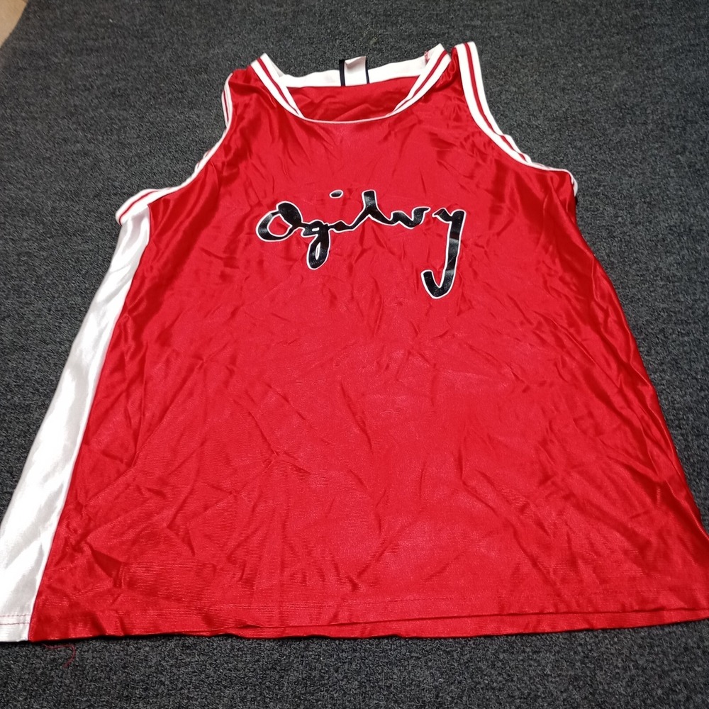 Vintage Ogilvy Basketball Wilson Jersey‎ Adult XL Red Nylon USA Made 90s
